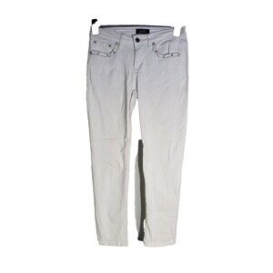 Earl Women's Sz 4 White Low Skinny Jeans Embellished Rhinestones Stretch Pants